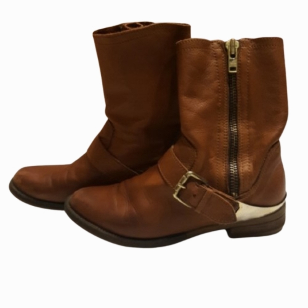 ALDO Leather Cognac Western Calf-length Boots (US 7.5 / EU 38)